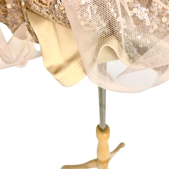 Irreplaceable Sparkly Sequin Tulle Cocktail Camisole Mini Dress Juniors M Gold - Picture 8 of 10